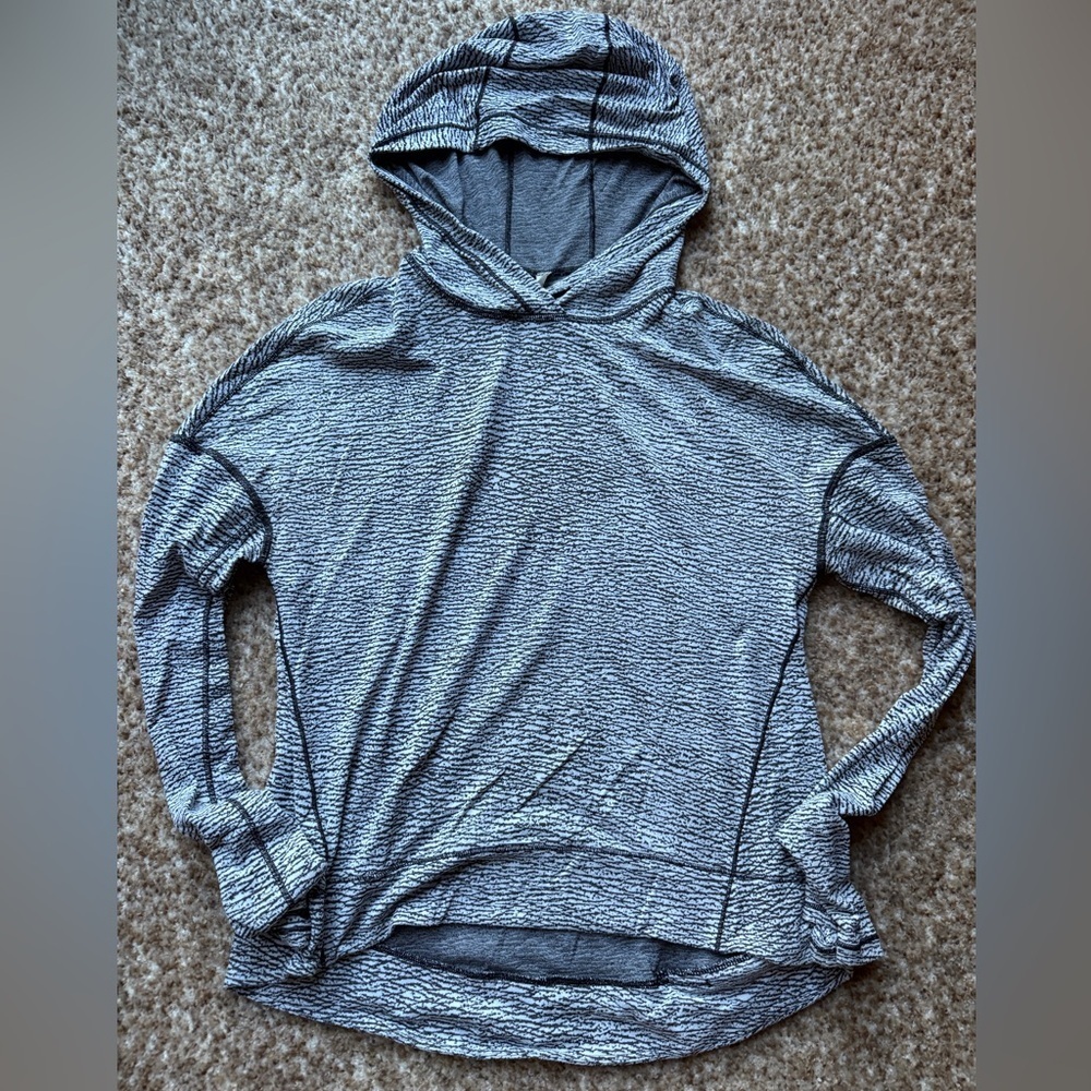 Lululemon Squad Goals Hoodie Pebble Jacquard Gray Top Womens Size 4 Lightweight